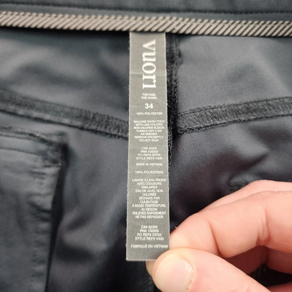 Vuori Meta Pants Mens 34 Black Athletic Slim Fit Stretch Golf Chino V430